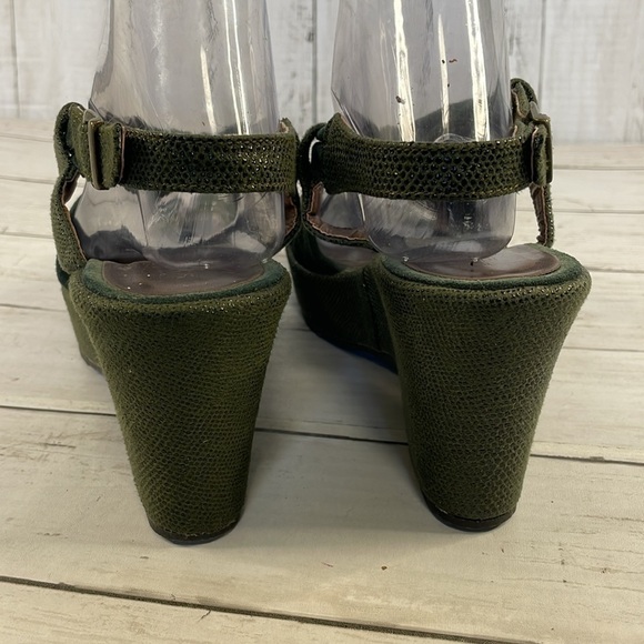 Sundance Forest Green Suede and "Snakeskin" Wedge Sandal - Picture 6 of 14